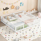 Double Twin Floor Bed with Fence, Guardrails, without Door