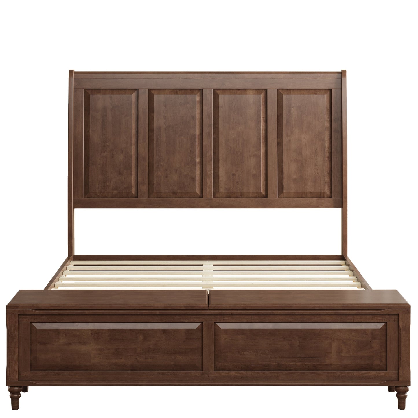 Queen Bed Frame with Tall Headboard and Storage Bench
