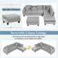 Modern Sectional Sofa With Storage Ottoman, L - Shape Couch With 2 Pillows And Cup Holders - view 7