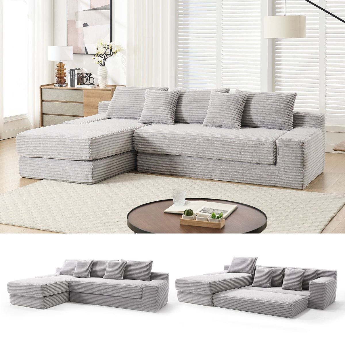 Modern L - Shaped Sectional Couch With Memory Foam - view 10