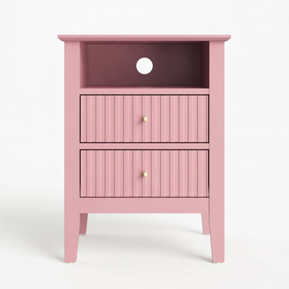 18" Fluted 2-Drawer Nightstand Set of 2, Modern