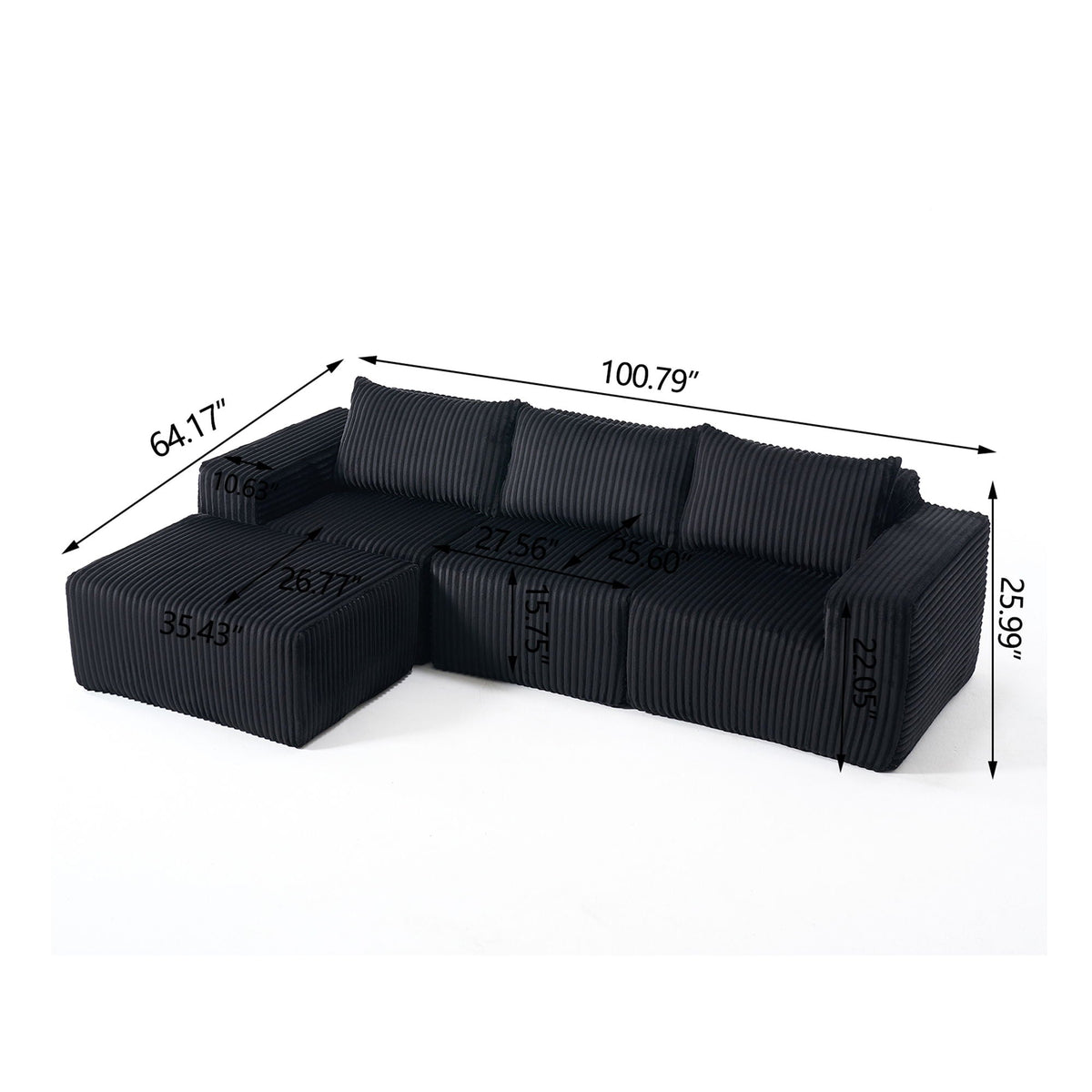 L - Shape Modern Minimalist Modular Sectional Sofa, Upholstered Cloud Couch With Deep Seats - view 9