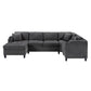 U Shaped Sectional Sofa, Corner Living Room Couch With Built In Cup Holders, Storage, USB Ports - view 2