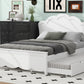 Full Size Wood Platform Bed with Headboard and Twin Size Trundle