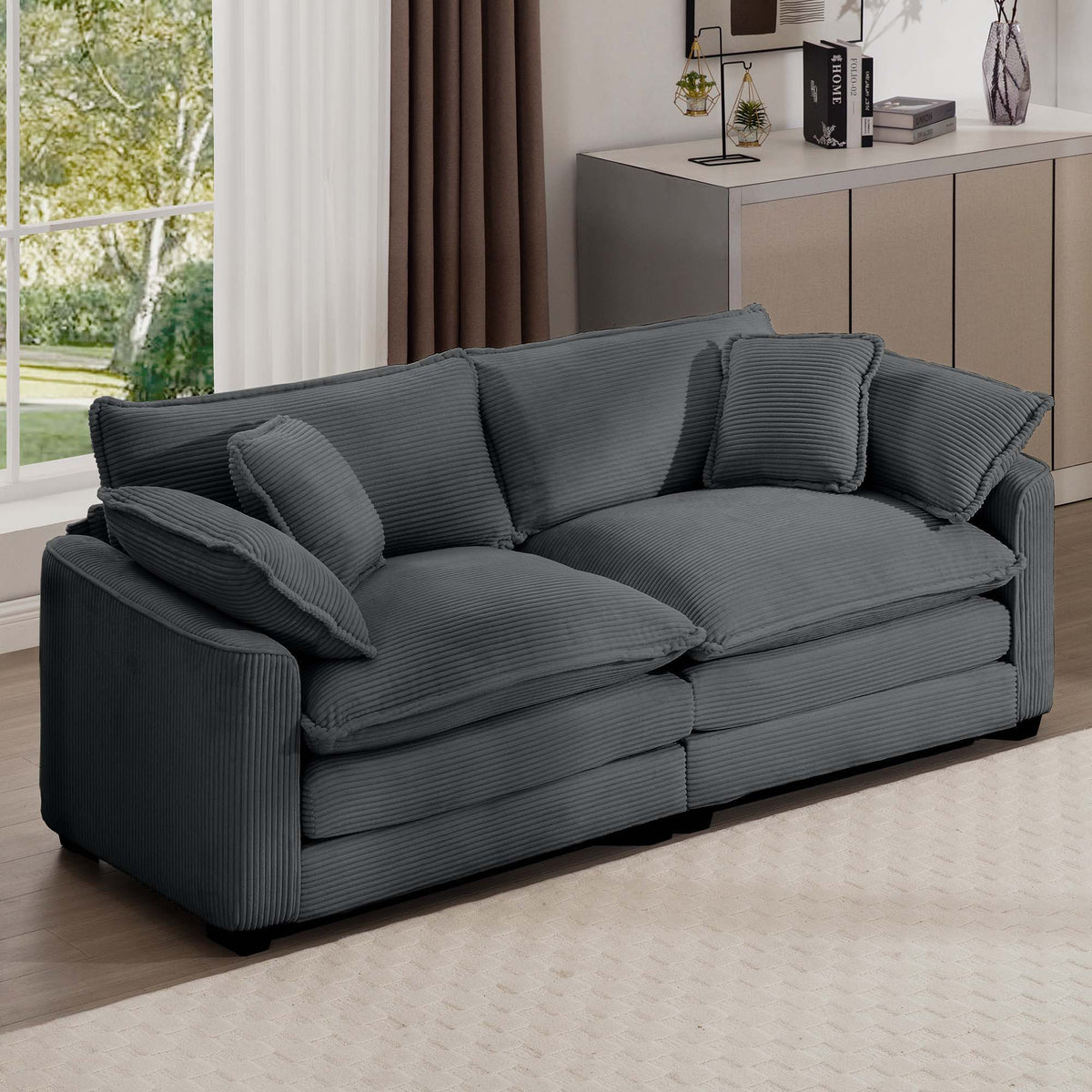 Modern 2 Seater With 4 Pillows, Upholstered Deep Seating Loveseat - view 17