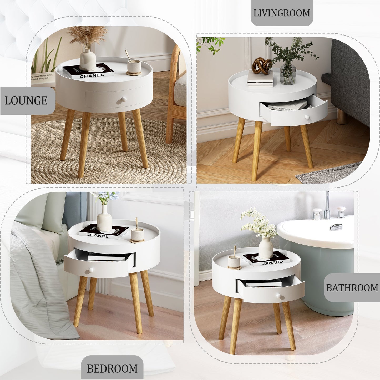 18"H Nightstand with Storage Drawer