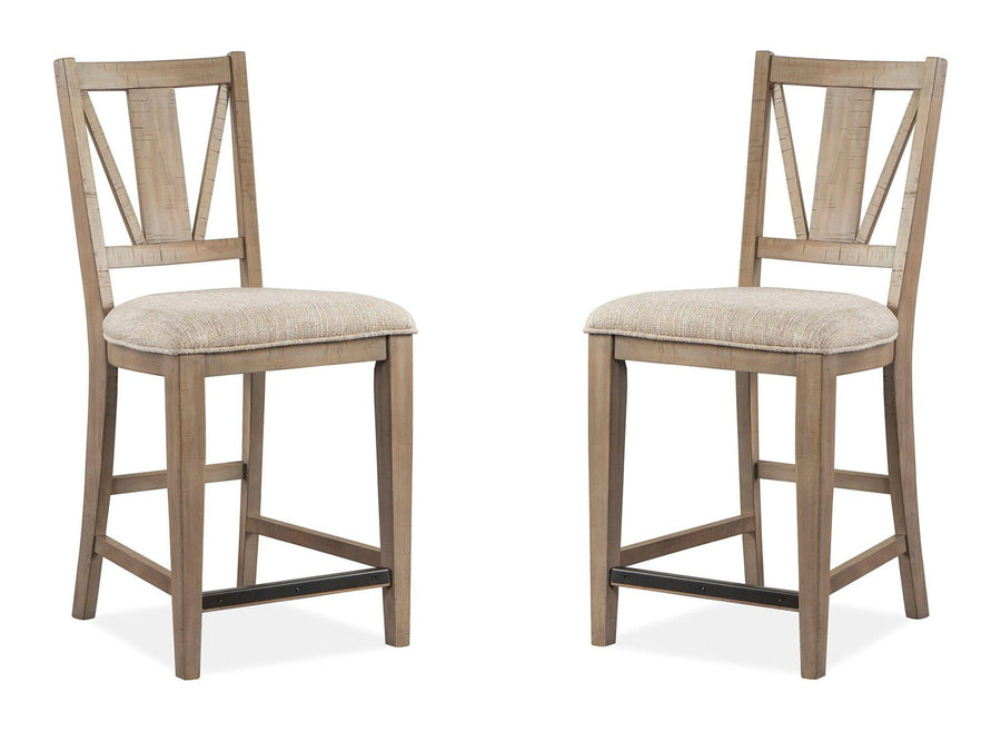 Paxton Place - Counter Chair With Upholstered Seat (Set of 2) - Dovetail Gray