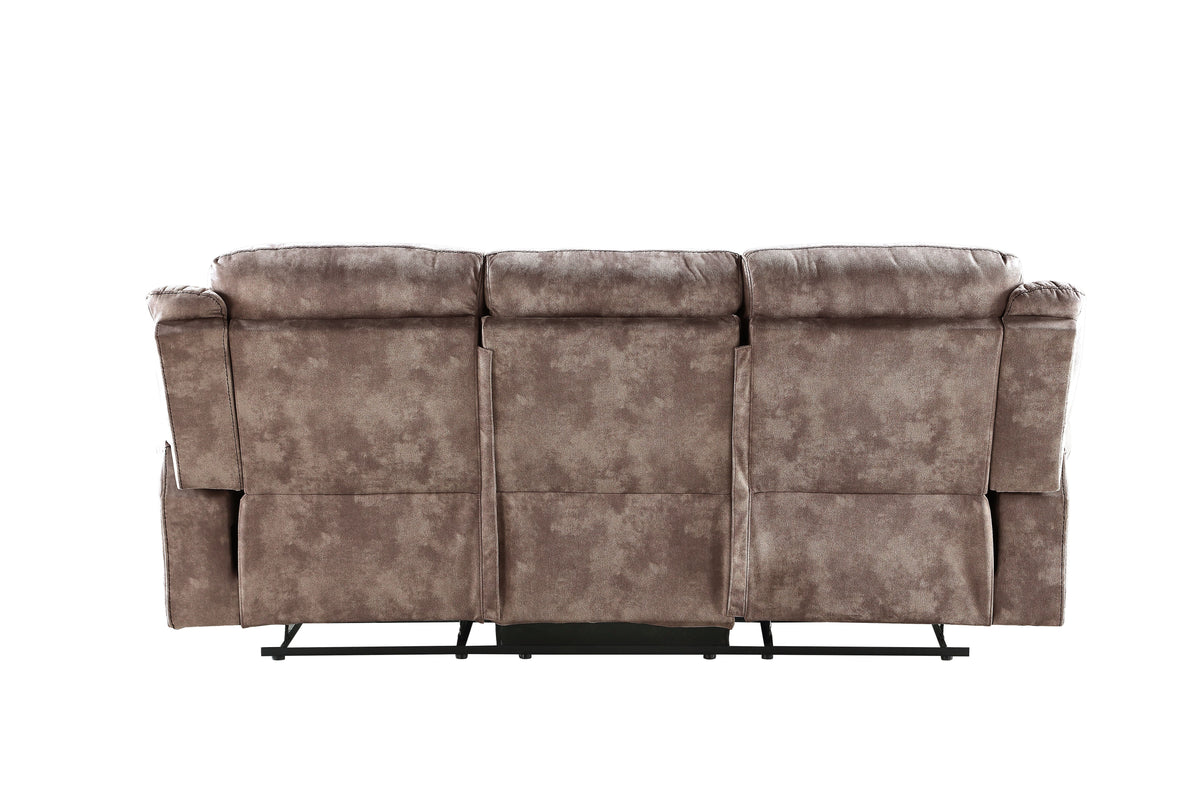 Zubaida Two Tone Chocolate Velvet Recliner Sofa with USB Port & Drop Down Table