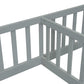 Double Twin Floor Bed with Fence, Guardrails, without Door