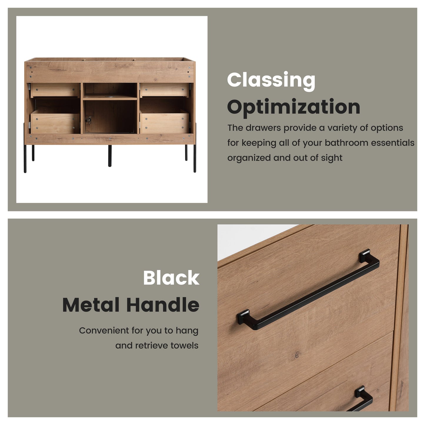 48" Freestanding Bathroom Vanity with Soft-Close Cabinet Door and 4 Drawers