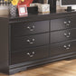 Huey Vineyard - Six Drawer Dresser - Black