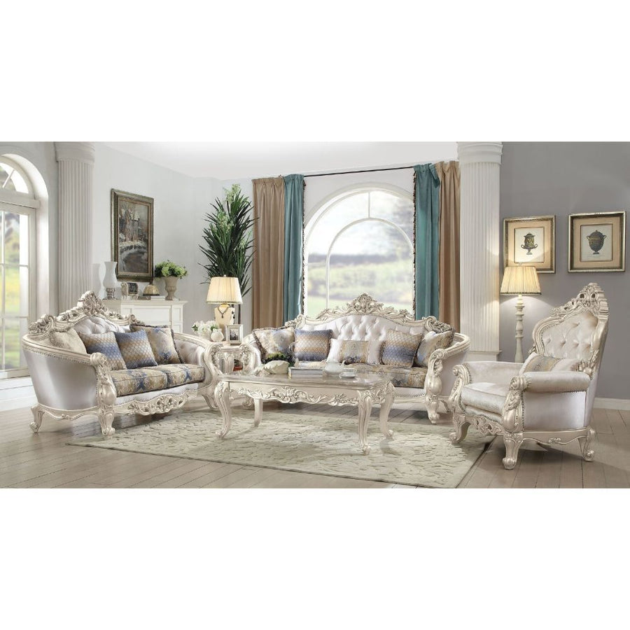 Gorsedd - Loveseat With 4 Pillows - Fabric & Golden Ivory