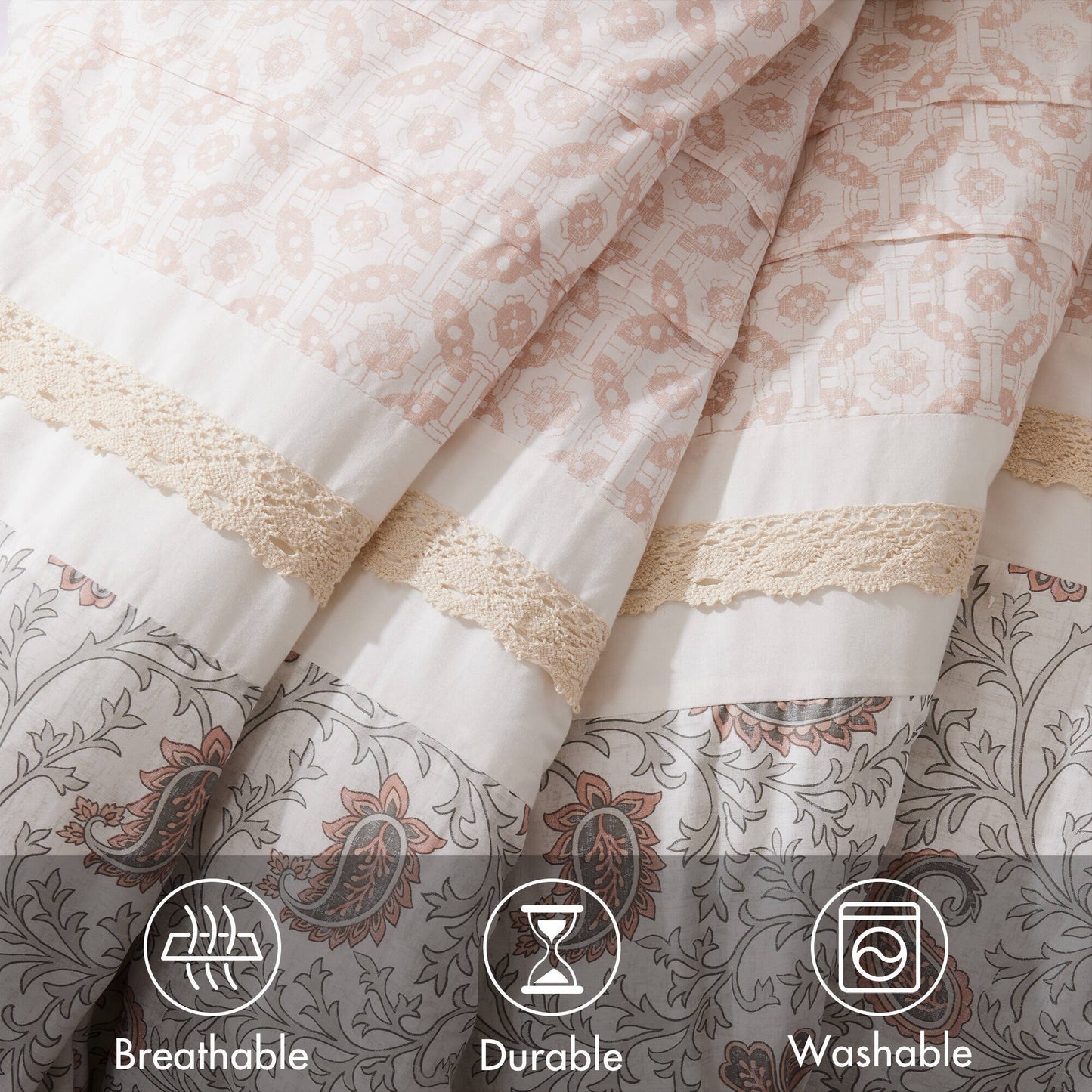 9 Piece Cotton Percale Comforter Set Blush