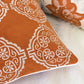Burnt Orange Damask Embroidered Throw Pillow