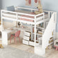 Loft Bed With L Shaped Desk, Drawers, Cabinet, And Storage Staircase - view 7