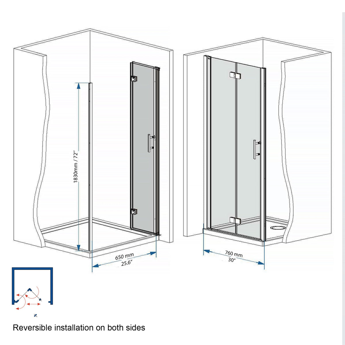31-30"x 72" Bifold Shower Door