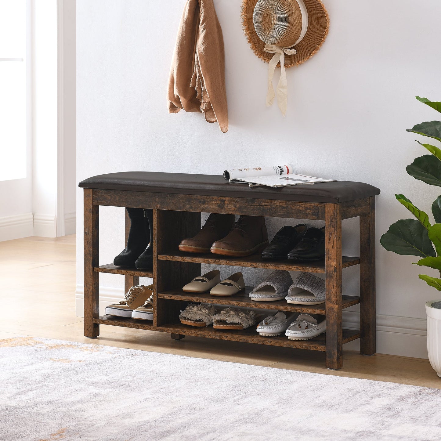 Height-Adjustable Long Shoe-Changing Bench