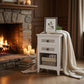 17.7" White Rattan Nightstand