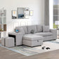 Modern L-Shape 3 Seat Reversible Sectional Couch, Pull Out Sleeper Sofa With Storage Chaise And 2 Stools For - view 13