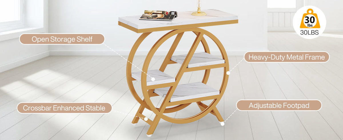 25.59 Inches 3-Tier Narrow End Table with Storage