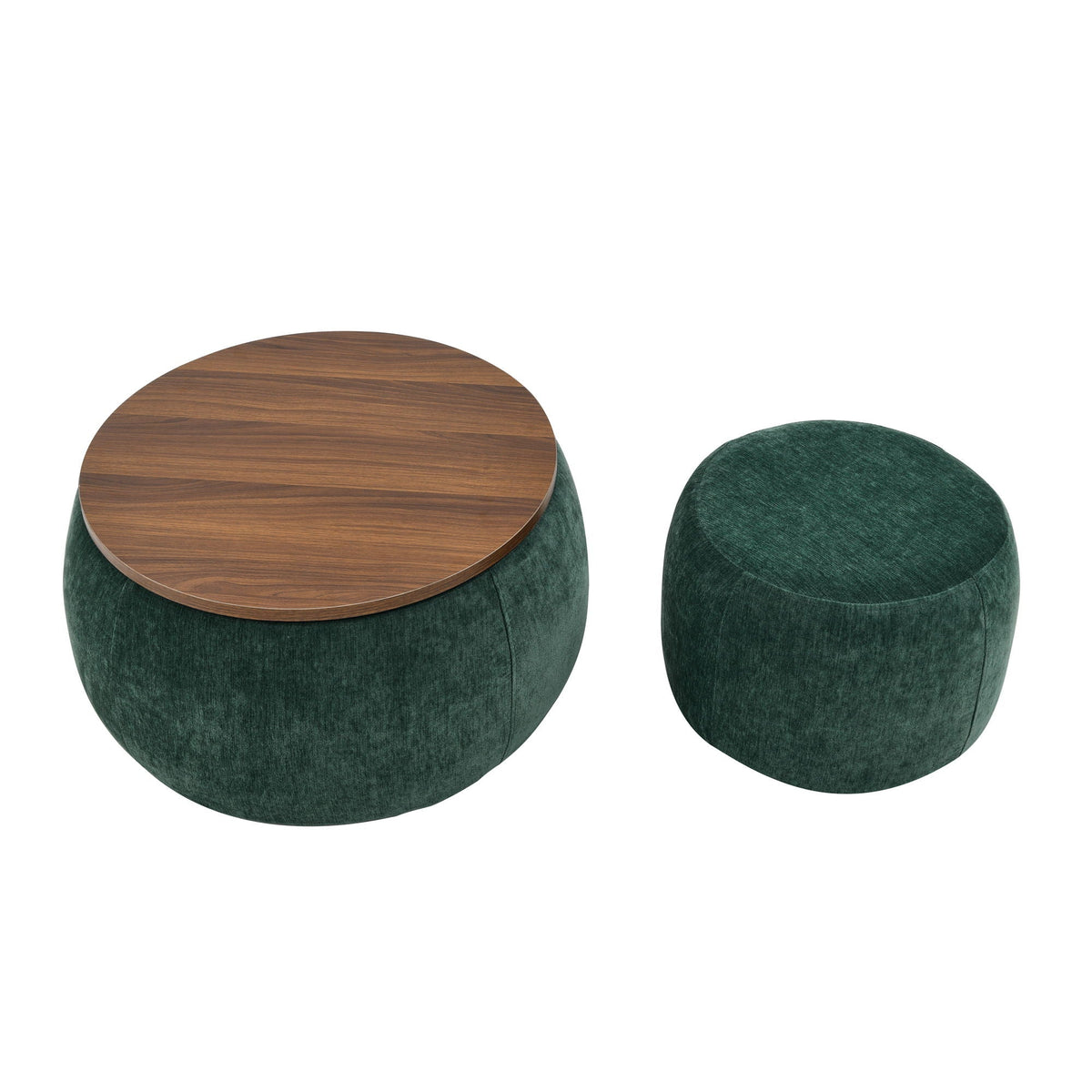 Round Storage Ottoman, 2 In 1 Function, End Table And Ottoman - view 3