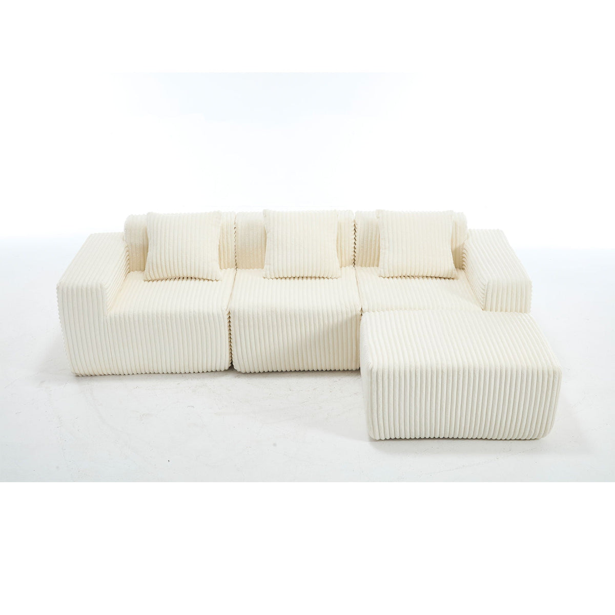 L - Shape Modern Minimalist Modular Sectional Sofa, Upholstered Cloud Couch With Deep Seats - view 3