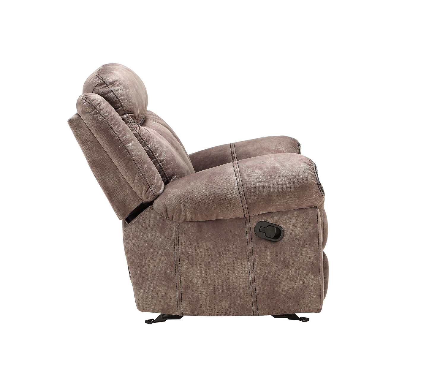 Zubaida Two Tone Chocolate Velvet Recliner Sofa with USB Port & Drop Down Table