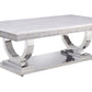 Zander Printed Faux Marble Top Mirrored Coffee Table