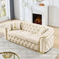 Button Tufted Couch With 2 Pillows, 3 Seater Luxury Chesterfield Sofa - view 12