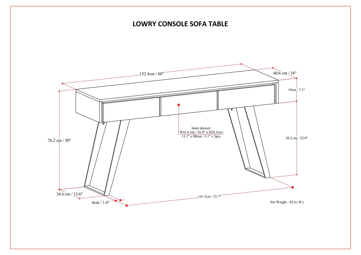 Lowry 60 Inch Wide Console Sofa Table