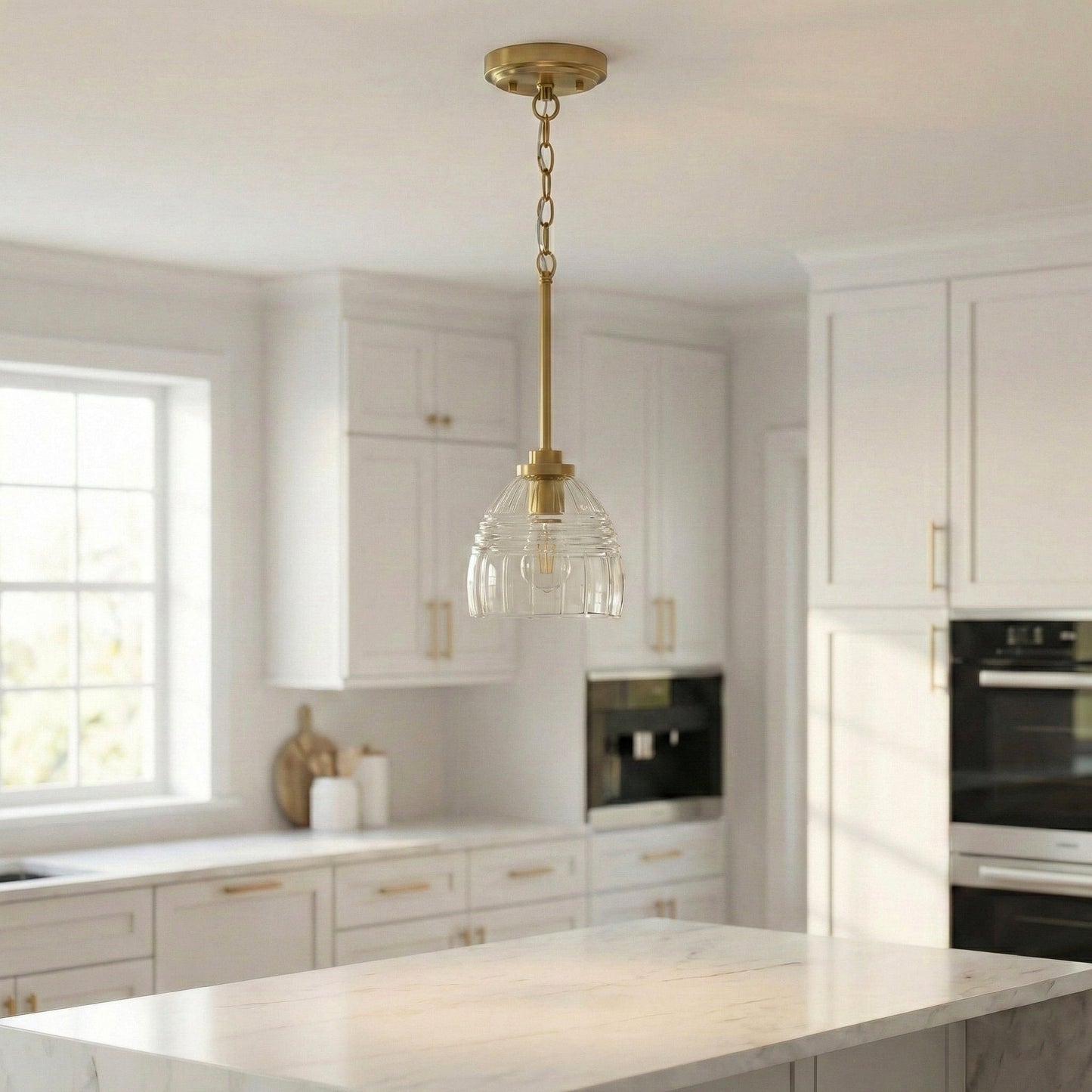 Ember Three Candle Lights Chain Pendant With Clear Glass - Satin