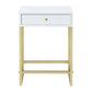 Coleen - Accent Table - White & Brass