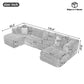 Modular Sectional Sofa, Boneless Couch With 2 Movable Ottomans - view 16