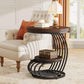 19.68" Round Vintage End Table with 2-Tier Storage – Rustic