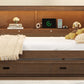 Full Size Wood Daybed with Storage Shelves, USB, LED, and Trundle