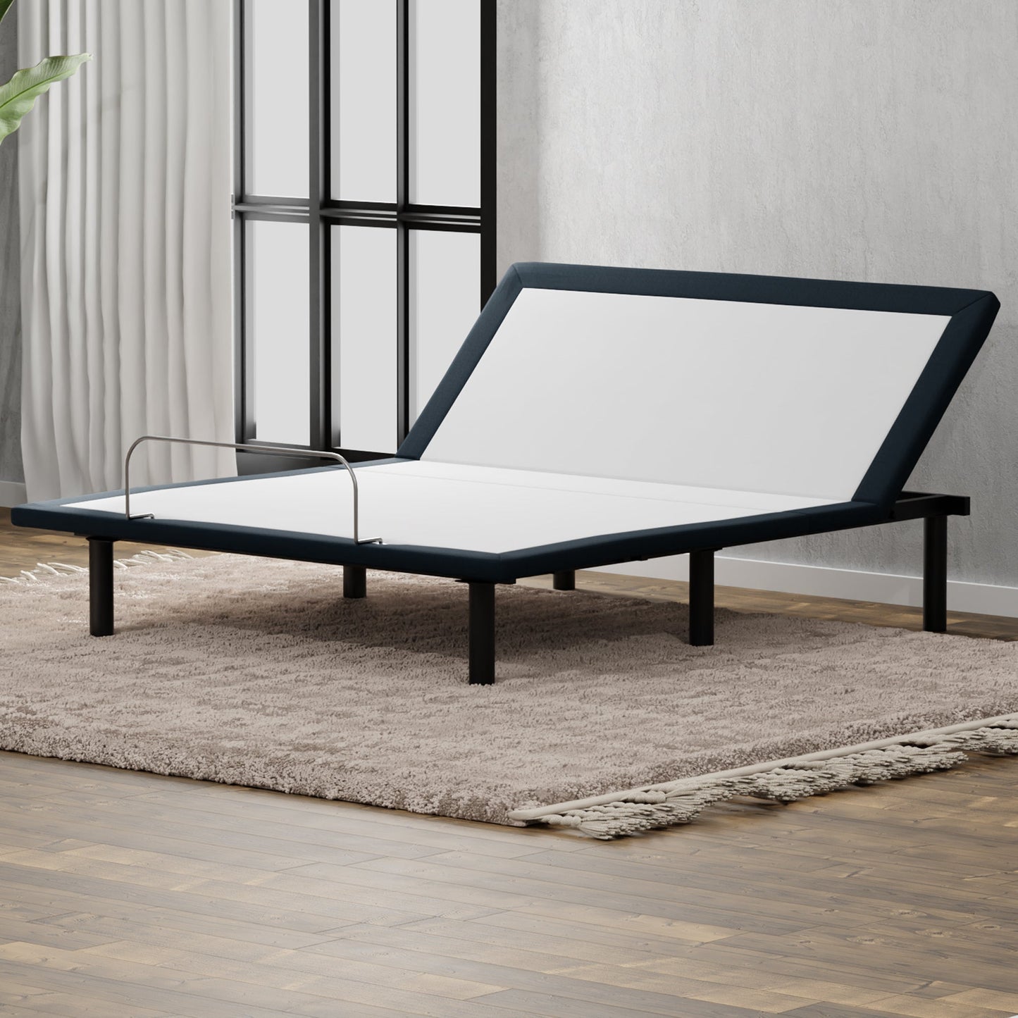 Model H Adjustable Base Full Size Metal Bed Frame Grey