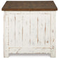 Wystfield - Rectangular End Table - 2 Doors - White / Brown