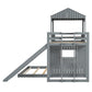 Wooden Twin Over Full Bunk Bed, Loft Bed with Playhouse