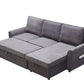 Modern Modular L-Shaped Sofa Bed with Chaise Dark Grey Linen