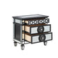 Varian II - Nightstand - Mirrored, Black & Sliver