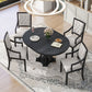 5 Piece Dining Set Extendable Round Table And 4 Chairs - Black / Oak - view 4