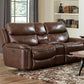 Ceretti - Power Reclining Console Loveseat - Brown Top Grain Italian Leather Match