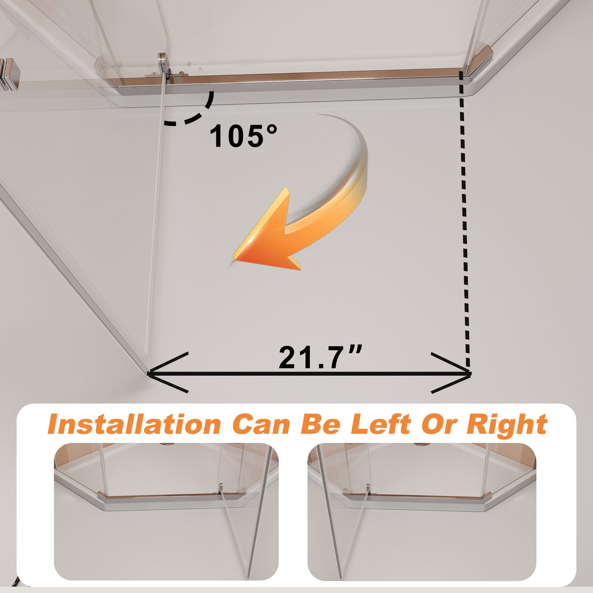 Frameless Neo-Angle Pivot Shower Enclosure - 36" x 36" x 72"