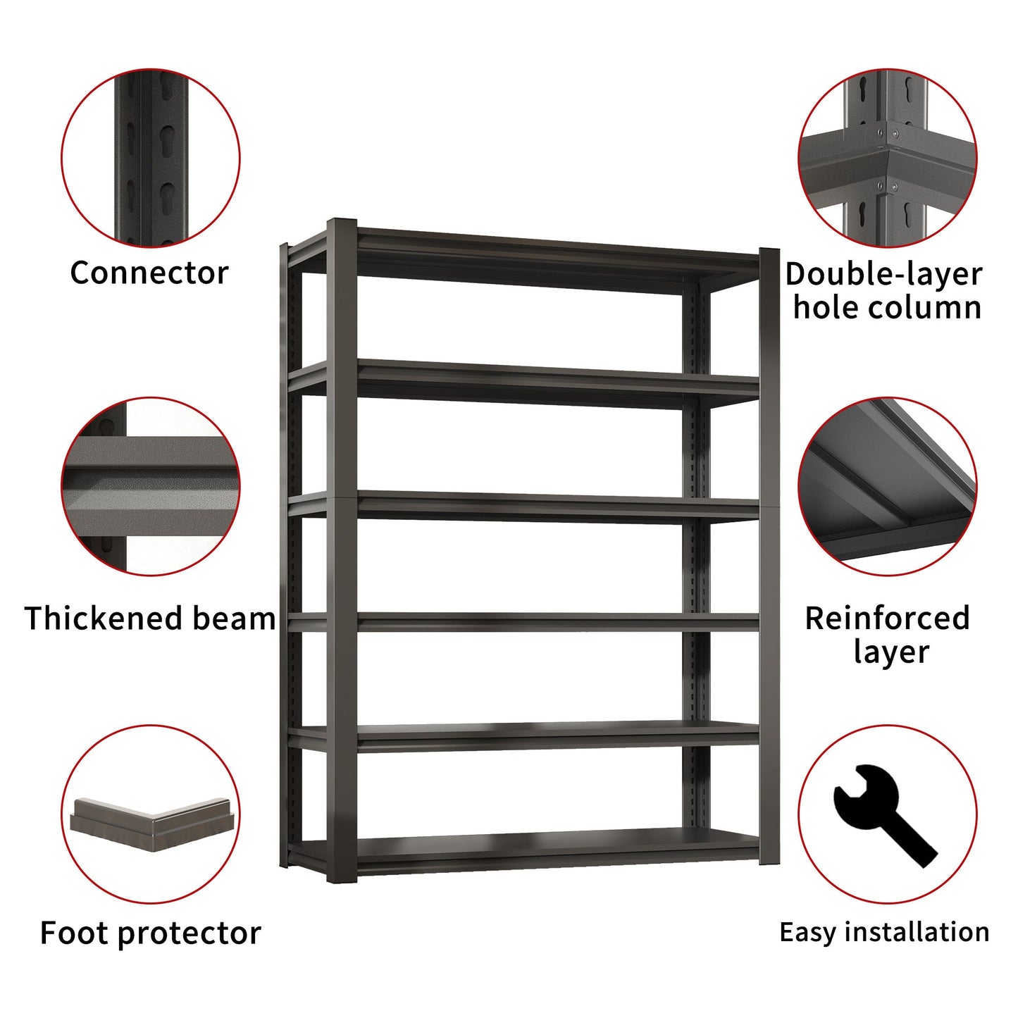 82"H 6 Tier Metal Shelves for Storage Garage Shelving