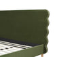 Stockholm Modern Wavy Headboard Platform Bed, King, Olive