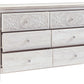 Paxberry - Six Drawer Dresser - Medallion Drawer Pulls - Whitewash