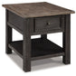 Tyler Creek - Rectangular End Table - Grayish Brown / Black