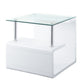 Nevaeh - End Table - Clear Glass Top & White High Gloss