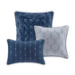 7 Piece Printed Seersucker Comforter Set Navy Queen