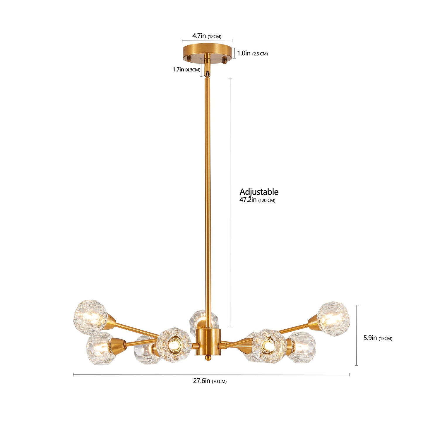 Modern Crystal Golden Chandelier 9 Lights Fixture